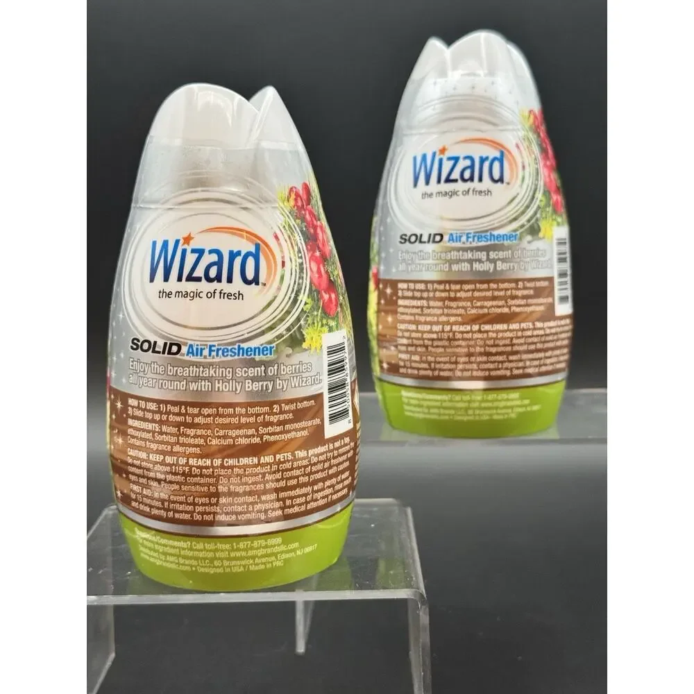 HTF! RARE! 2-Pack Wizard Solid Air Freshener Holly Berry 7.8 oz-SHIPS FREE